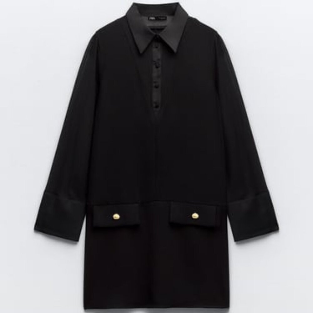 ZARA MIXED SEMI-SHEER MINI DRESS